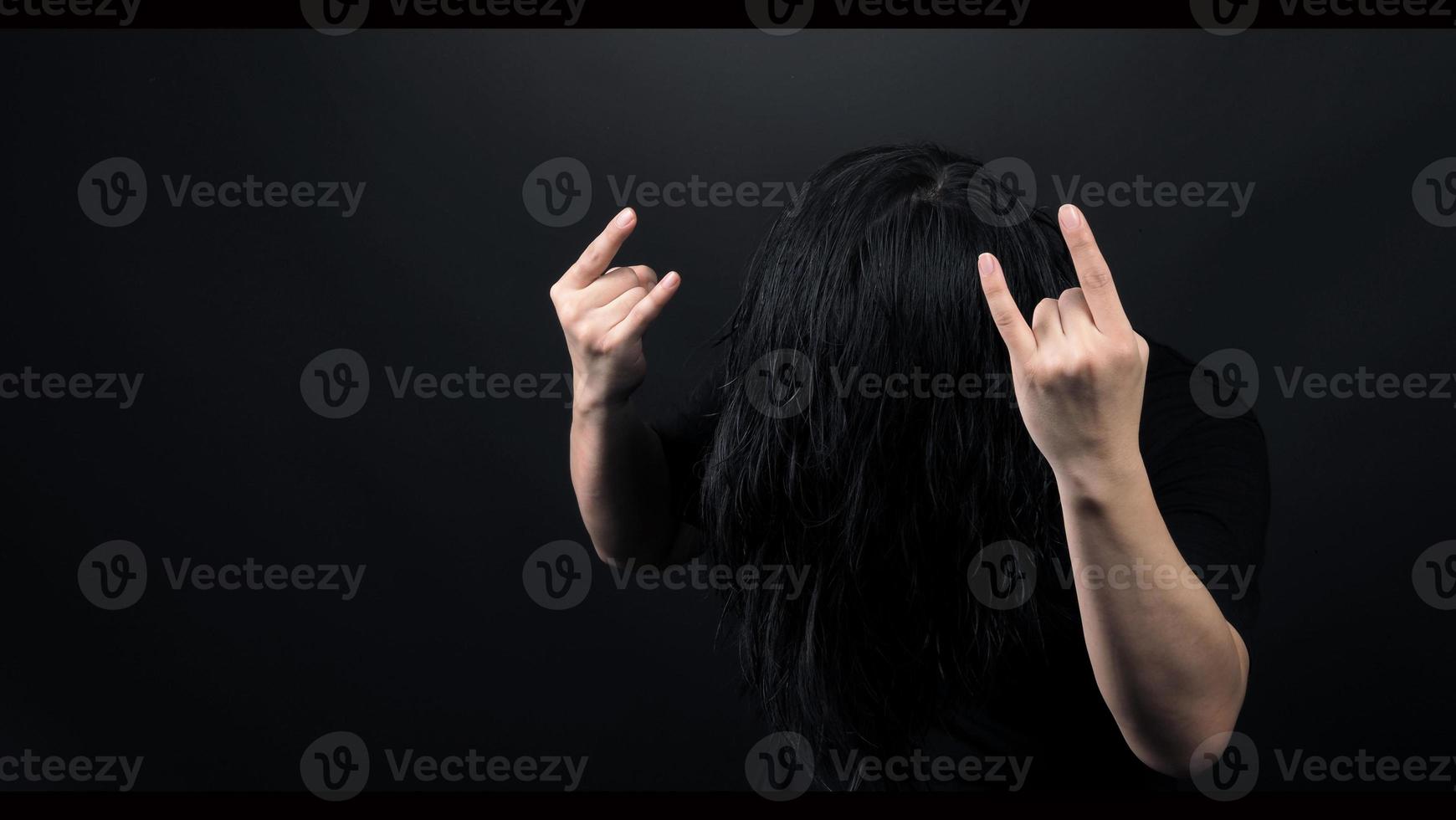 Rocker man with long hair photo