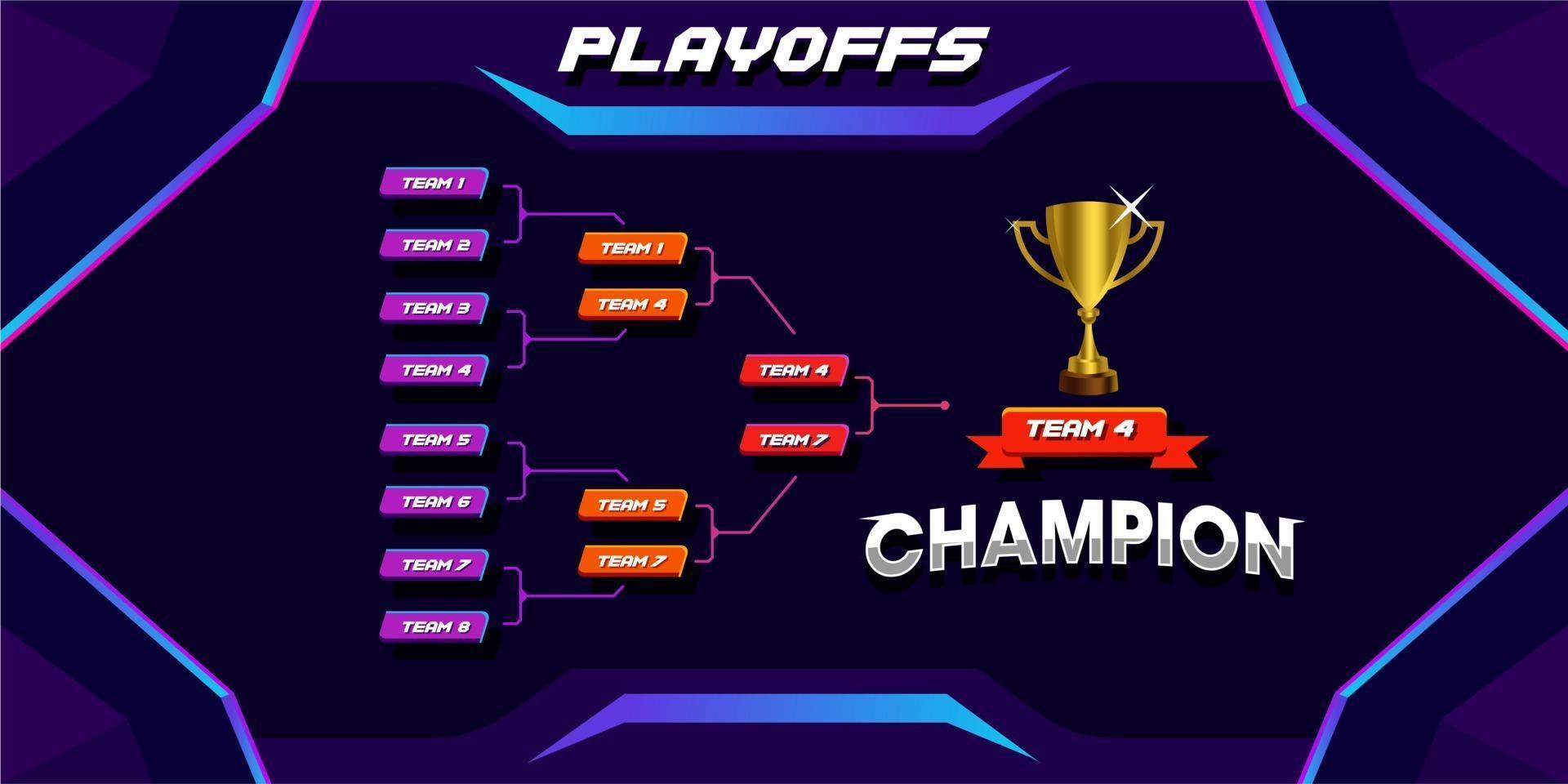 modern sport game tournament championship contest stage bracket board vector with gold champion trophy prize icon illustration background in tech theme style layout.