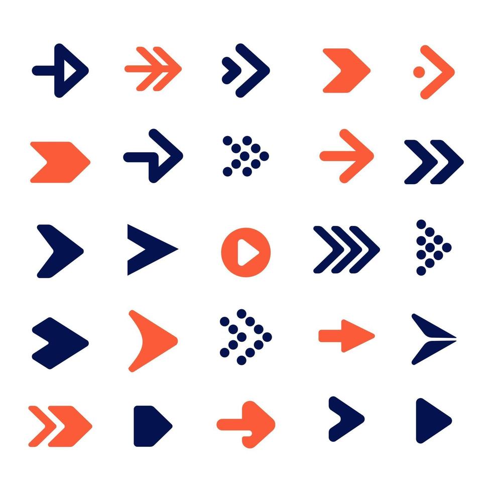 arrow  icon collection, flat design pointer cursor Infographic icon arrow pack collection set Vector