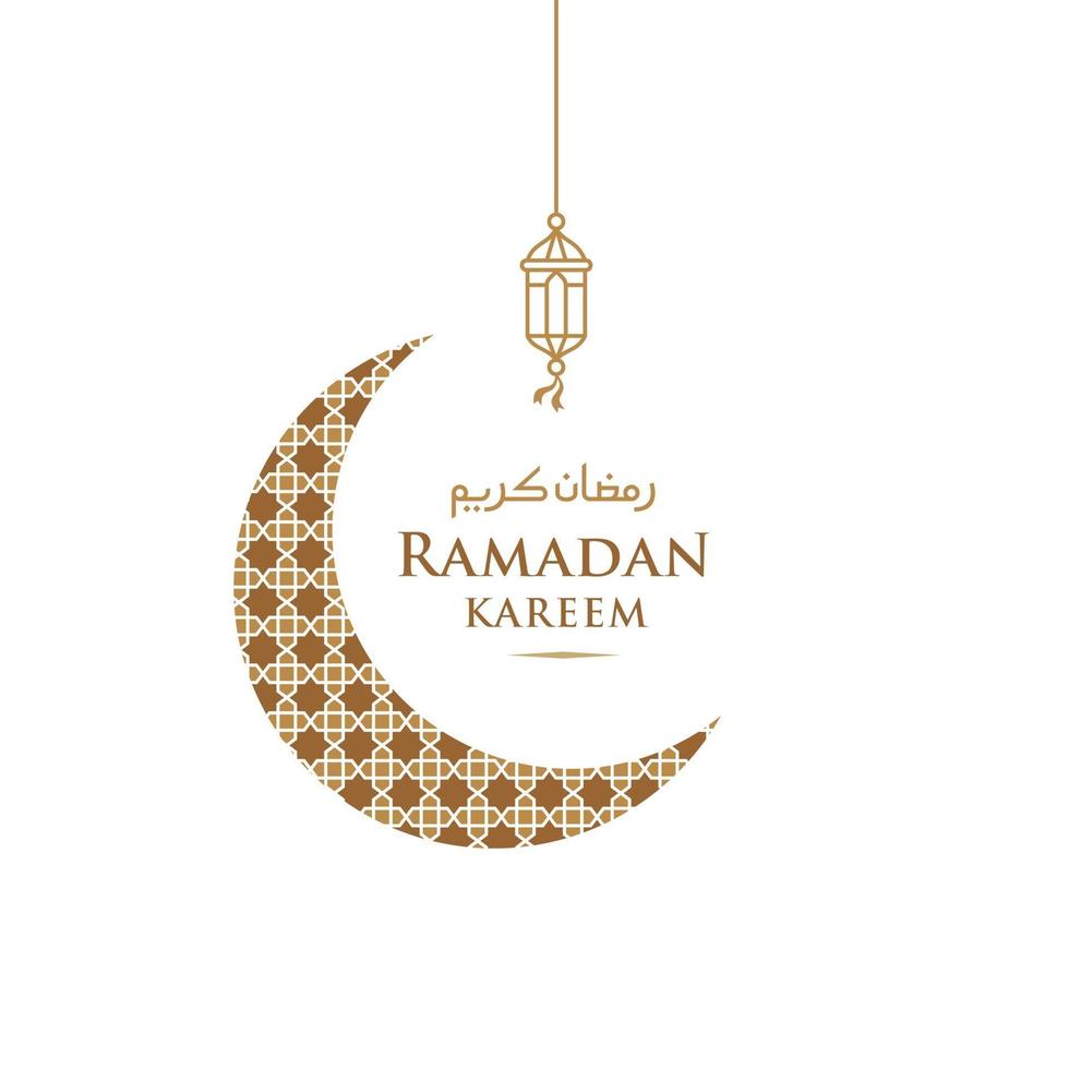 simple ramadan Kareem arabic caligraphy vector , Eid Mubarak Greeting Line icon minimal and simple vector design with mosque Glowing Lantern and hanging crescent moon star for background and Banner