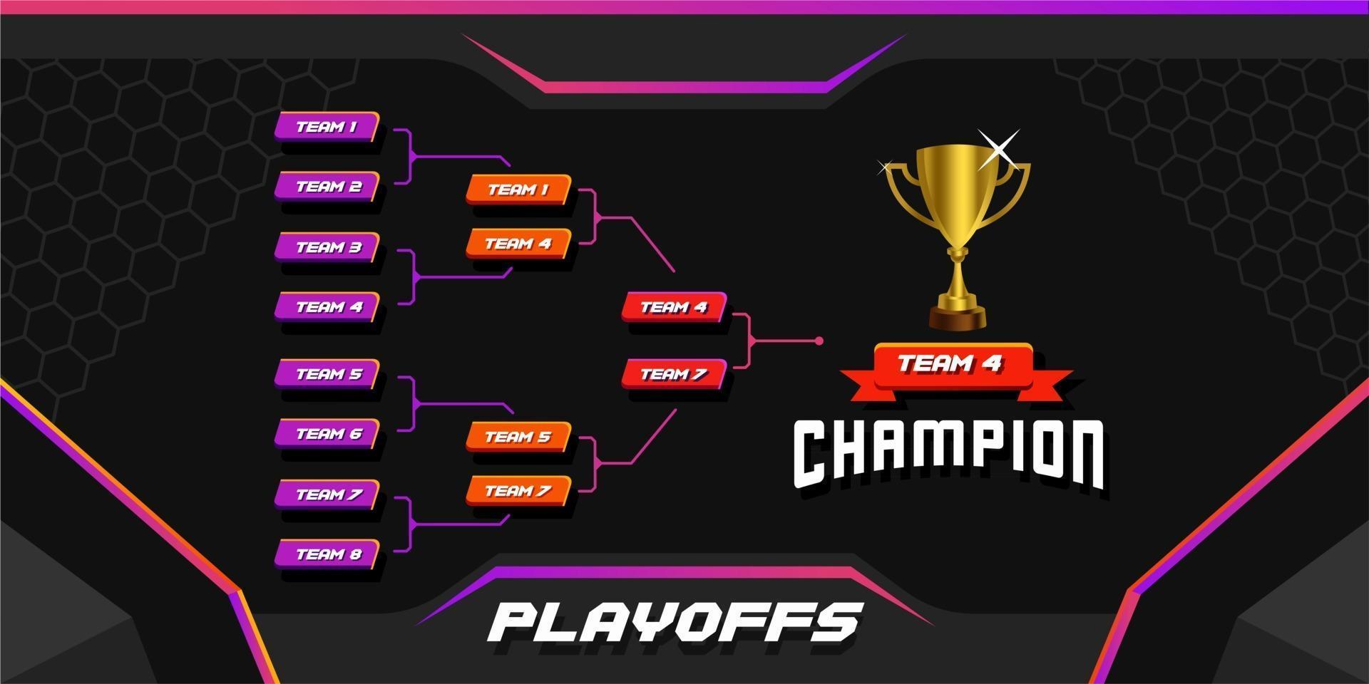 modern sport game tournament championship contest stage bracket board vector with gold champion trophy prize icon illustration background in tech theme style layout.