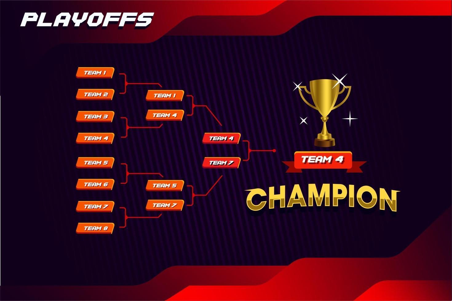 modern sport game tournament championship contest stage bracket board vector with gold champion trophy prize icon illustration background in tech theme style layout.