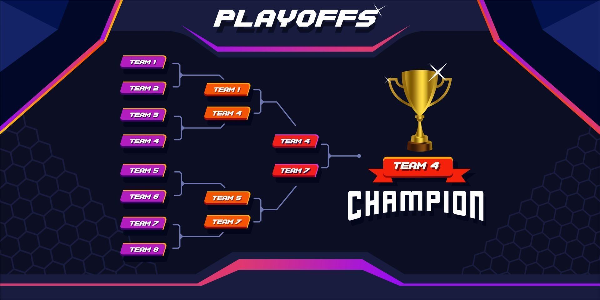 modern sport game tournament championship contest stage bracket board vector with gold champion trophy prize icon illustration background in tech theme style layout.