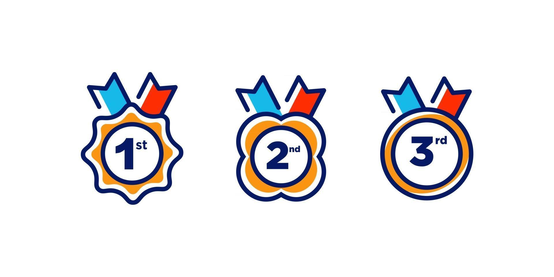 1st 2nd 3rd medal first place second third award winner badge guarantee winning prize ribbon symbol sign icon logo template Vector clip art illustration