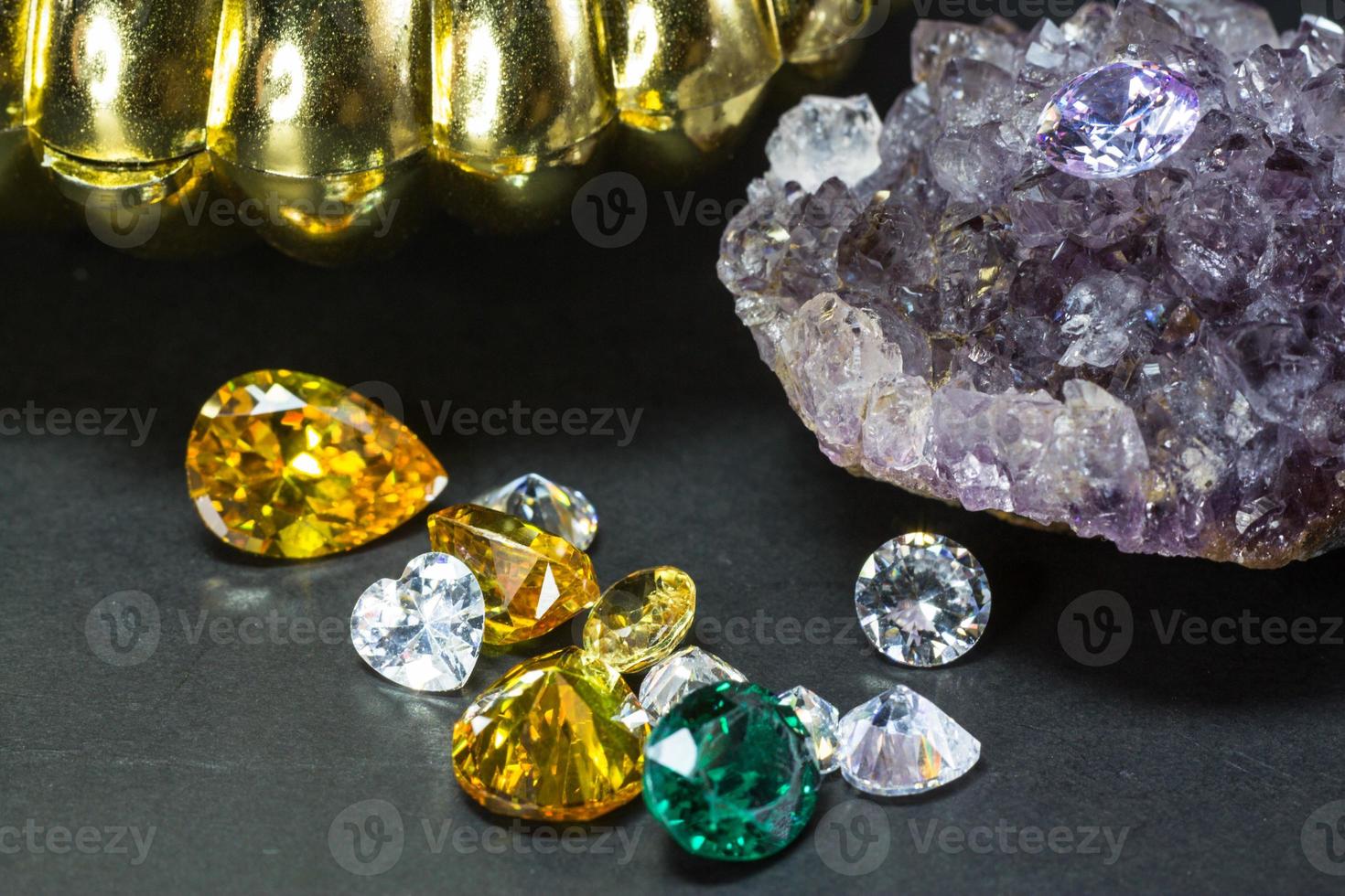 Collection of many natural gemstones photo