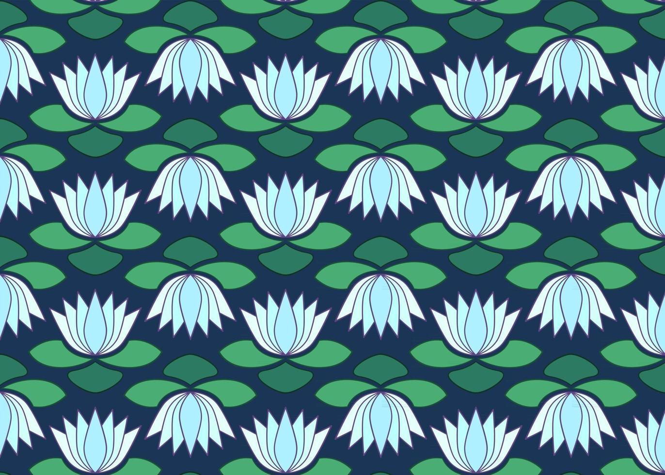 Vector Lotus seamless pattern. Water Lily repeating textile pattern. Pattern for scarf, clothes and other fabric printing.