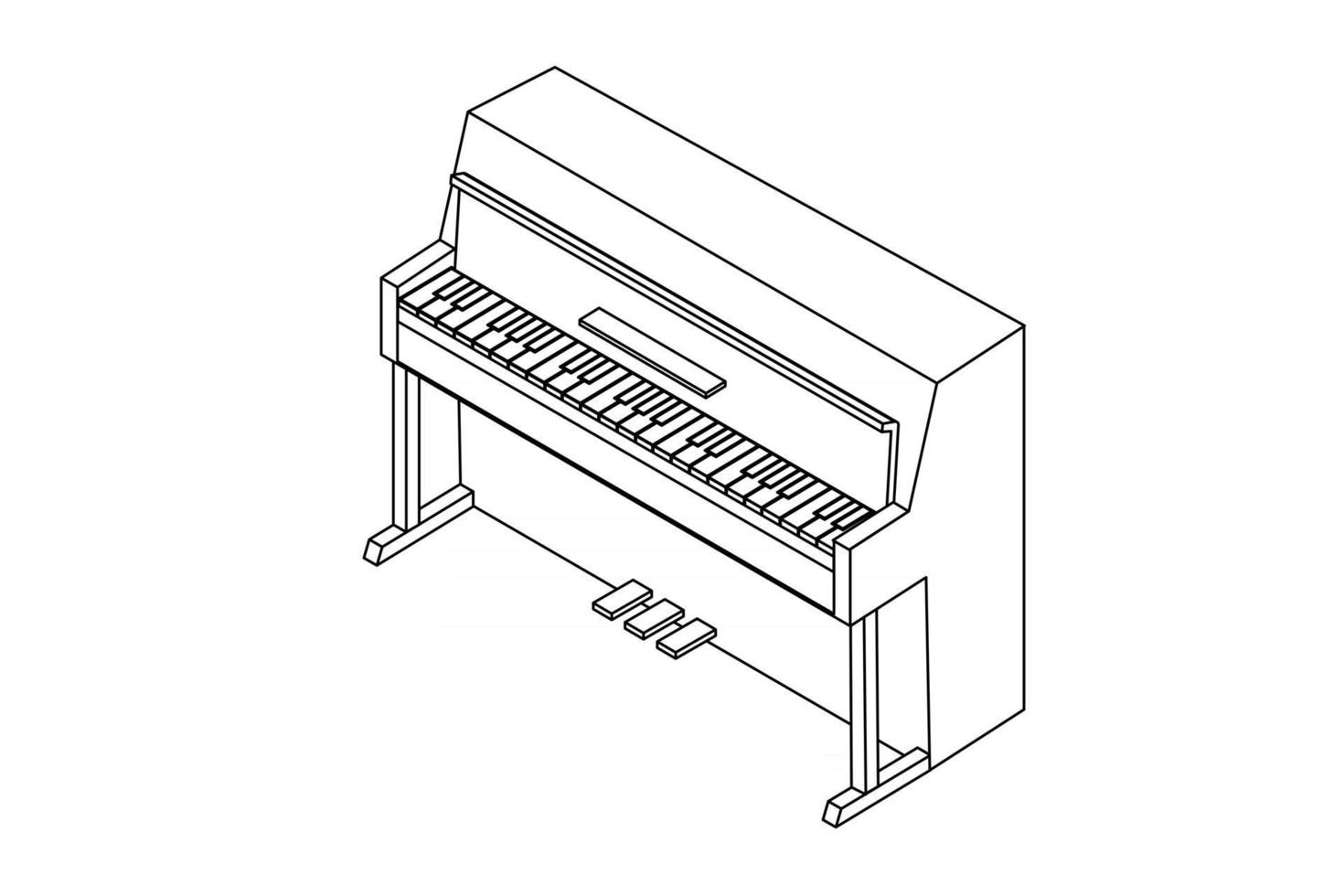 piano keys vector illustration. Outline black and white illustration with black lines.