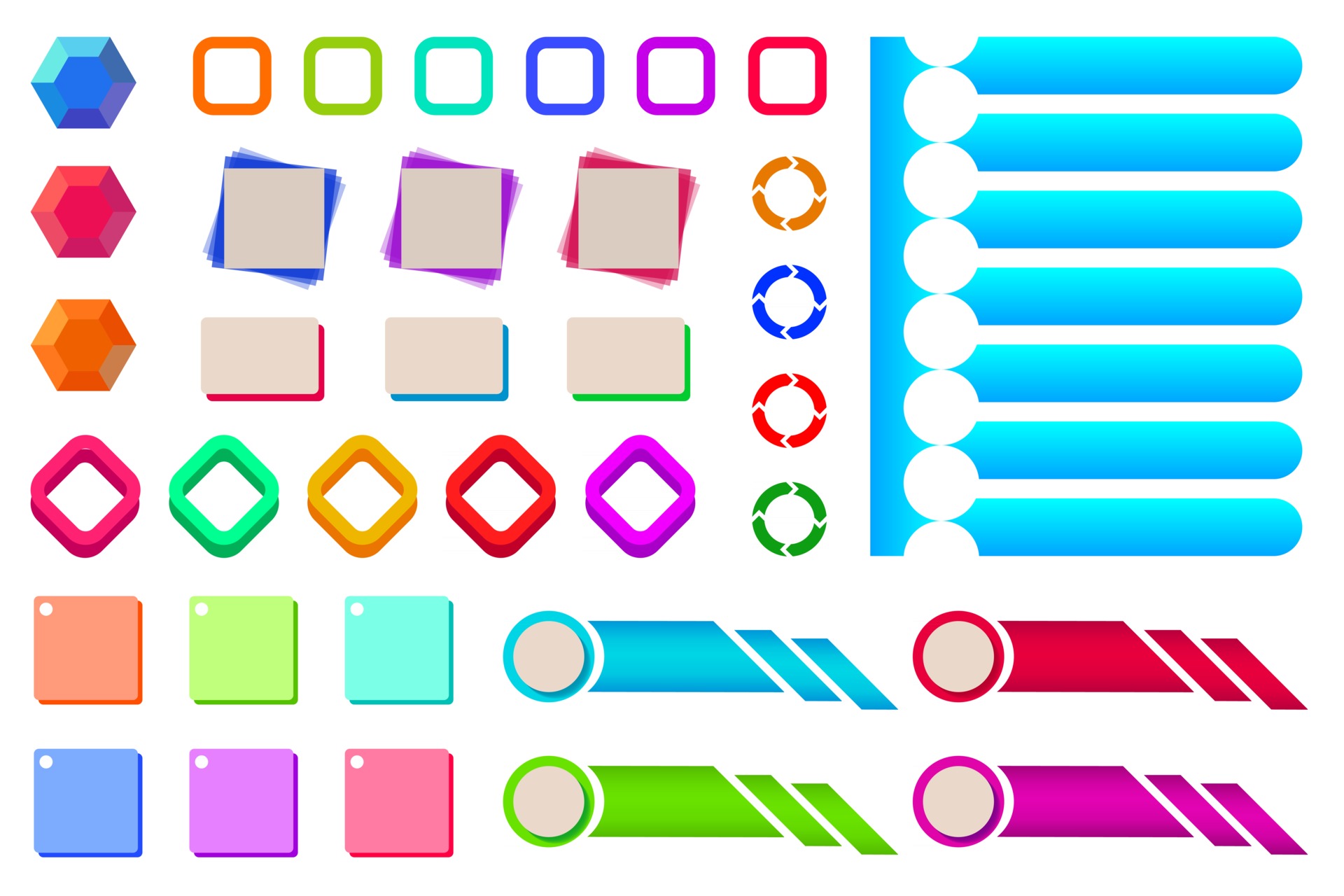 Vector geometric flat design elements. Infographic flat shapes