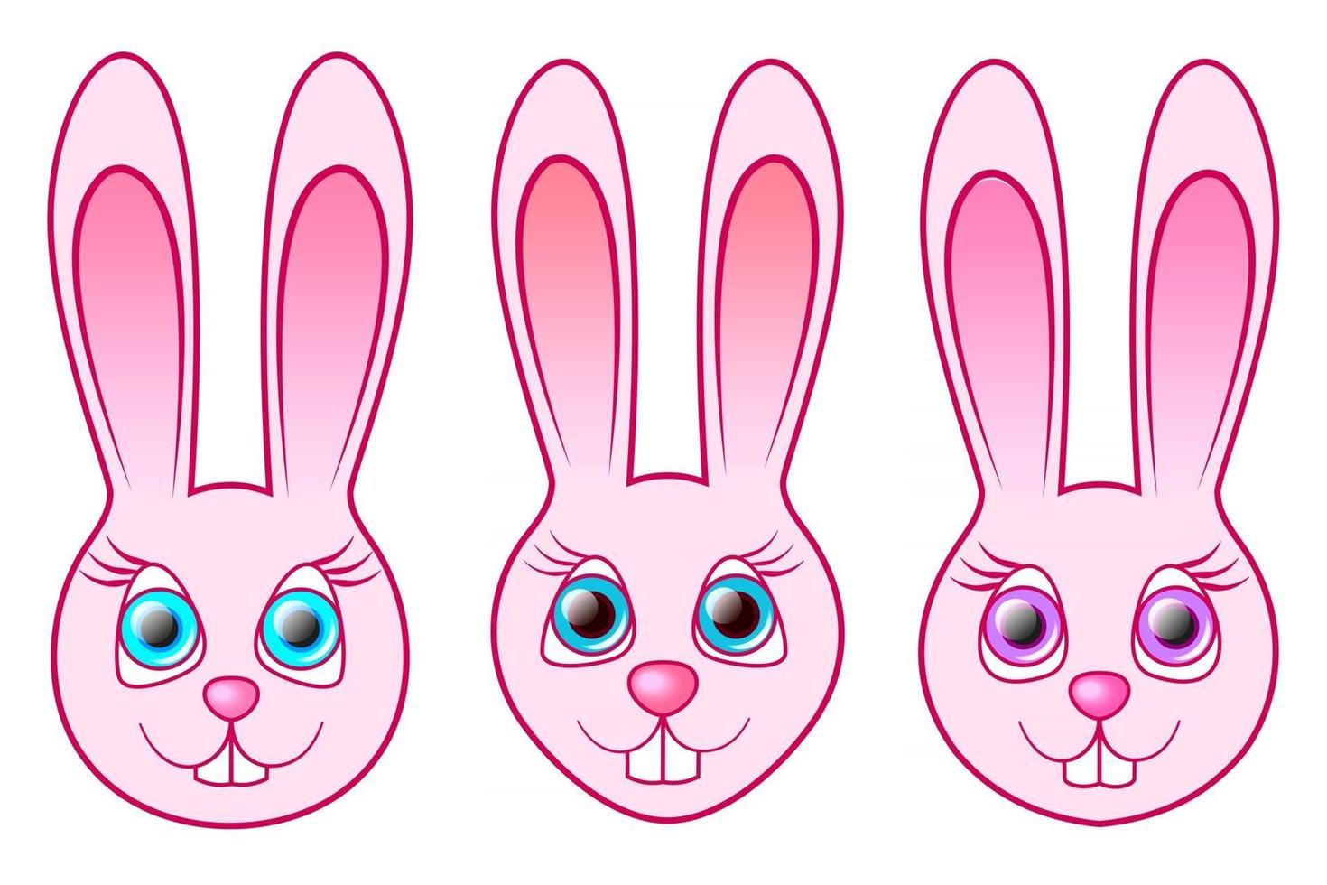 Happy Easter day, cartoon character design. Cute pink cartoon bunny illustrations set. vector