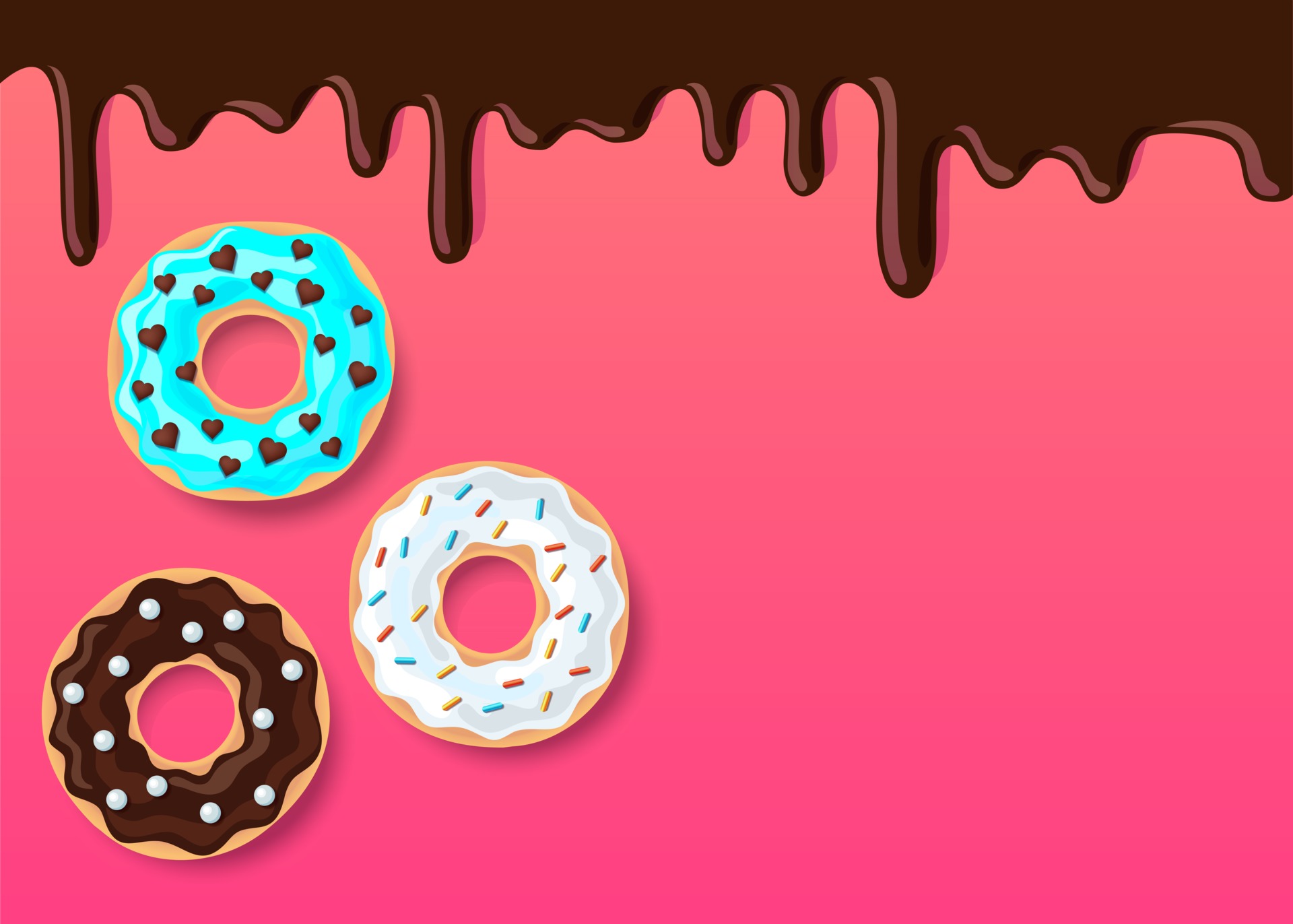 Món bánh donut kết hợp với màu hồng nóng bỏng sẽ khiến bạn cảm thấy thèm thuồng. Hình minh hoạ quyến rũ này sẽ đưa bạn vào một thế giới tuyệt vời của đồ ăn ngọt ngào và màu sắc tươi tắn.