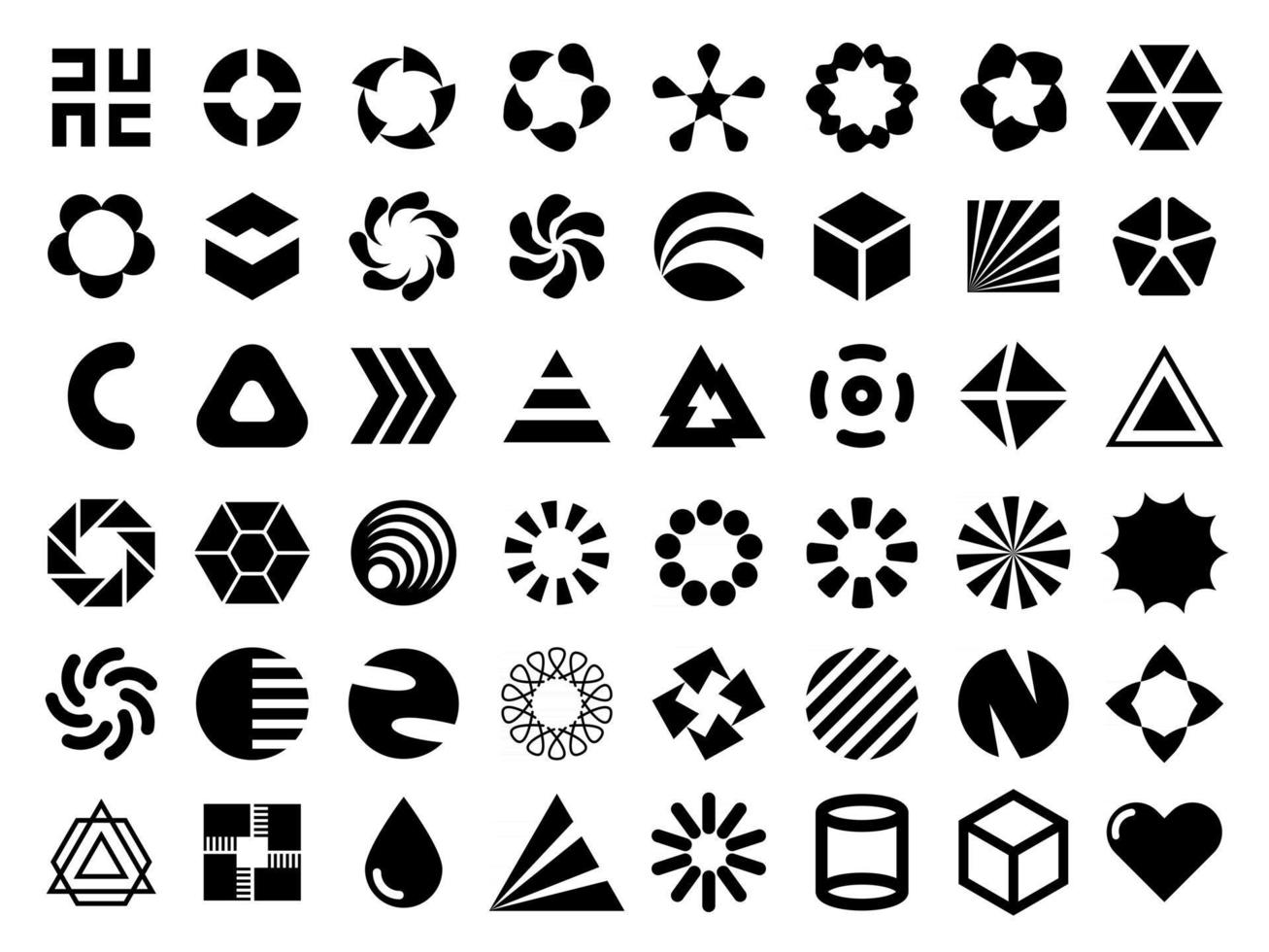 vector elementos de diseño plano negro para el diseño de su logotipo. Formas geométricas monocromáticas editables para etiqueta única, letrero, diseño de identidad de símbolo.