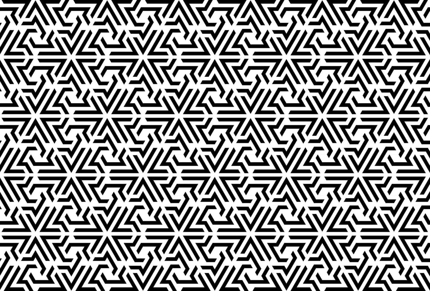 Triangle maze, labyrinth patter, black and white mosaic pattern, wrapping, textile, wallpaper, web, background vector