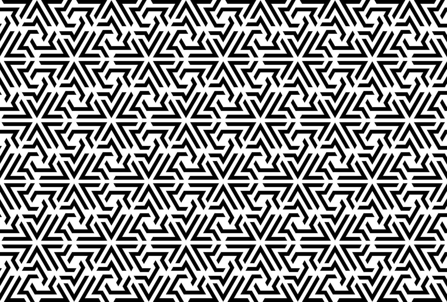 Triangle maze, labyrinth patter, black and white mosaic pattern, wrapping, textile, wallpaper, web, background vector