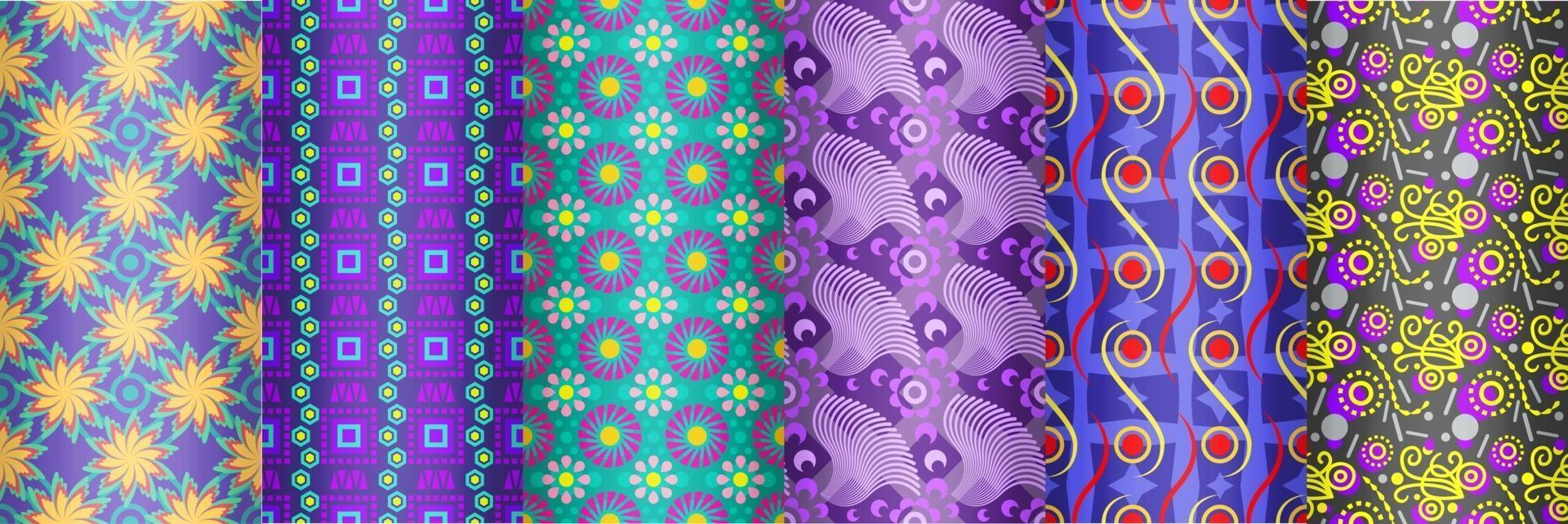 floral seamless pattern set, collection of repeating colorful patterns, for your design, as fabric, wrapping paper, textile, web, backgrounds vector