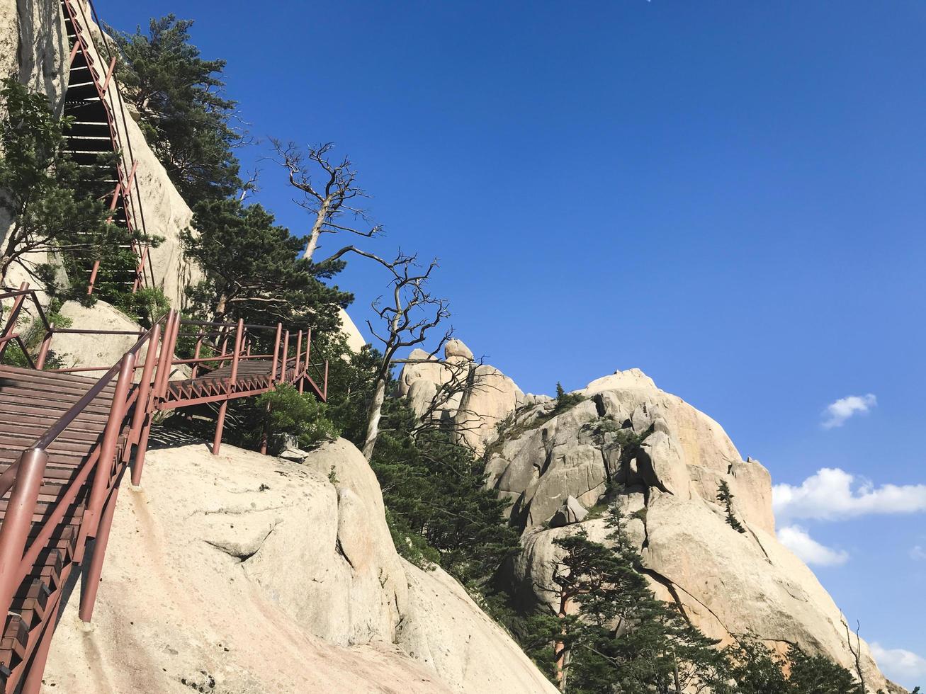 el camino al pico de la montaña. parque nacional de seoraksan. Corea del Sur foto