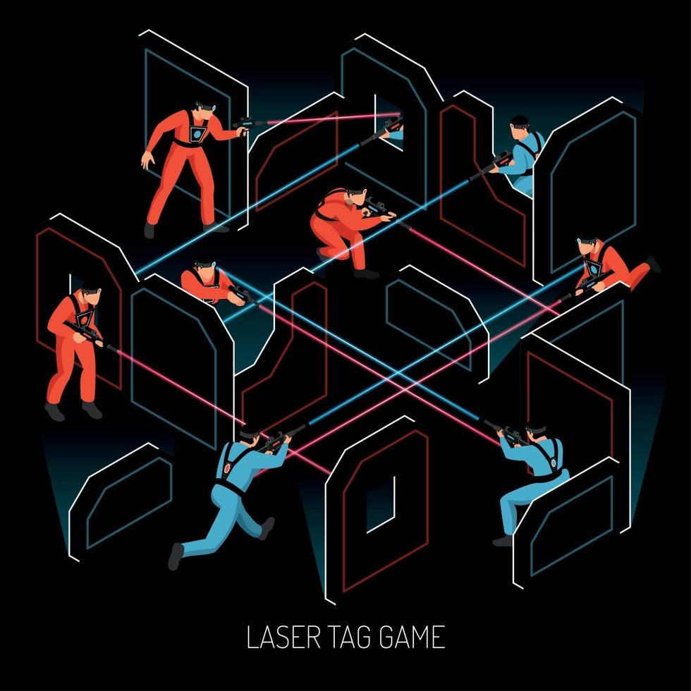 Laser Tag Isometric Composition Vector Illustration