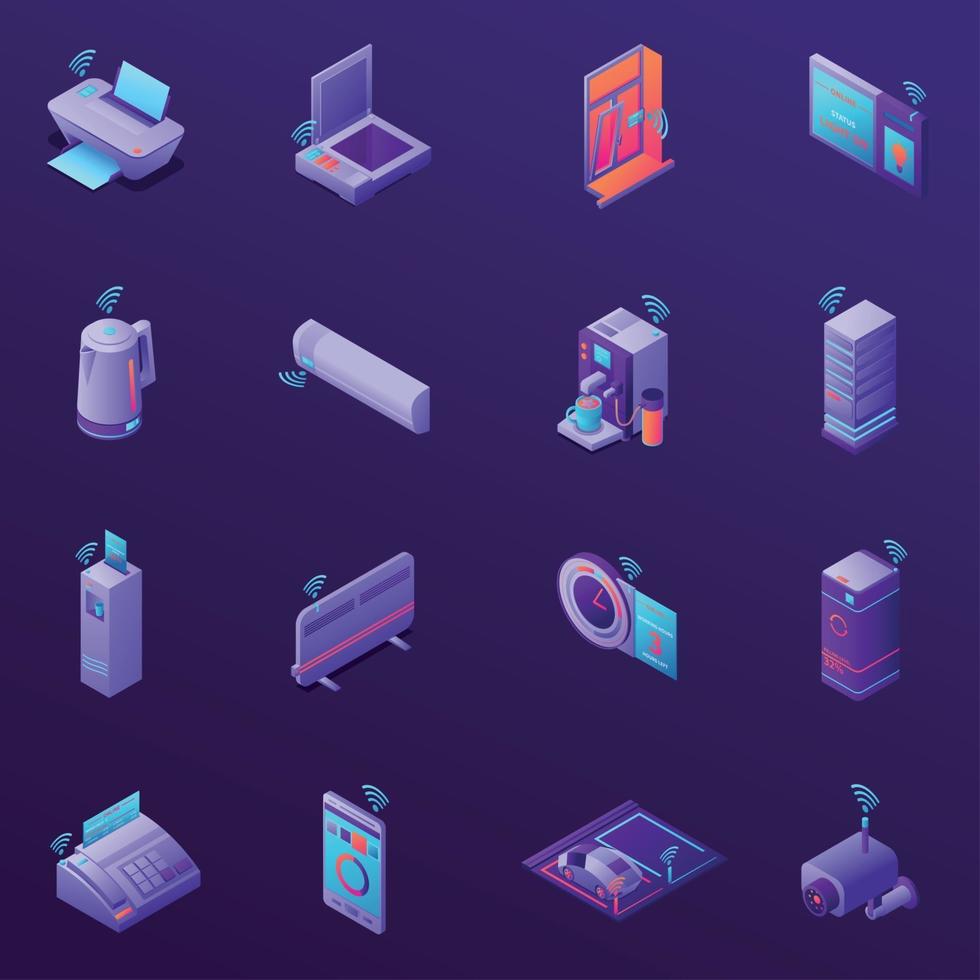 Iot Business Office Isometric Icons Vector Illustration