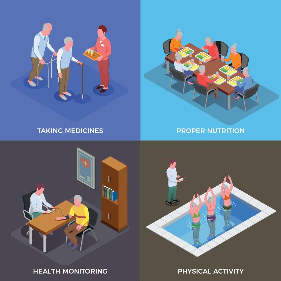 Nursing Home 2x2 Design Concept Vector Illustration