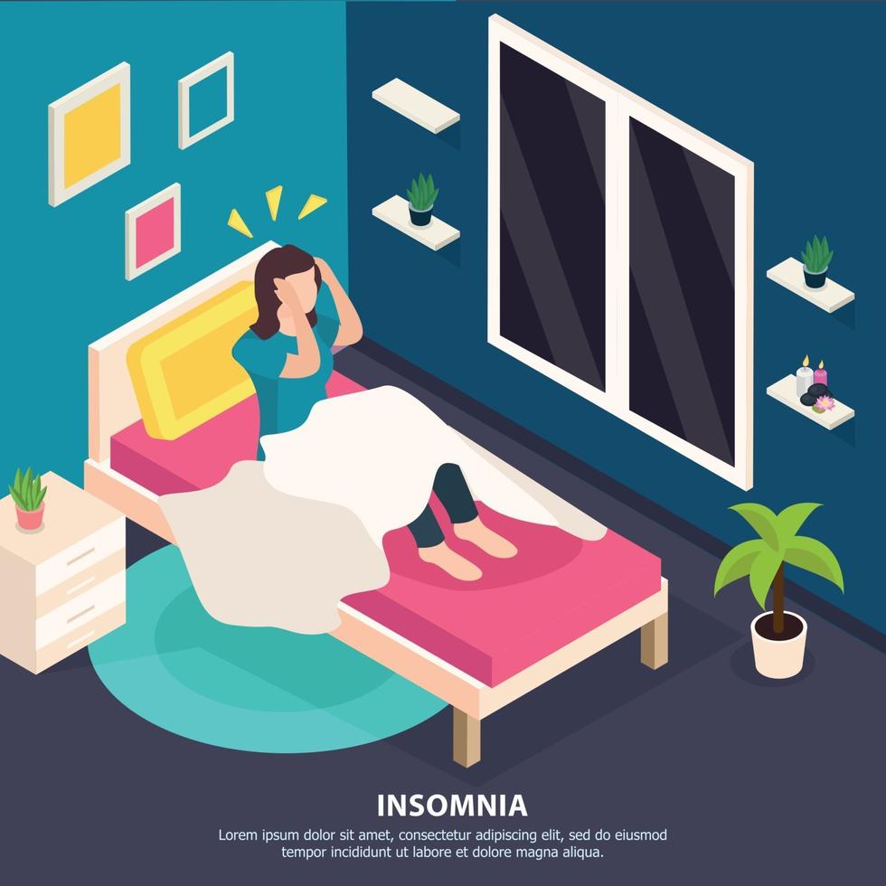 Sleeping Disorder Isometric Background Vector Illustration