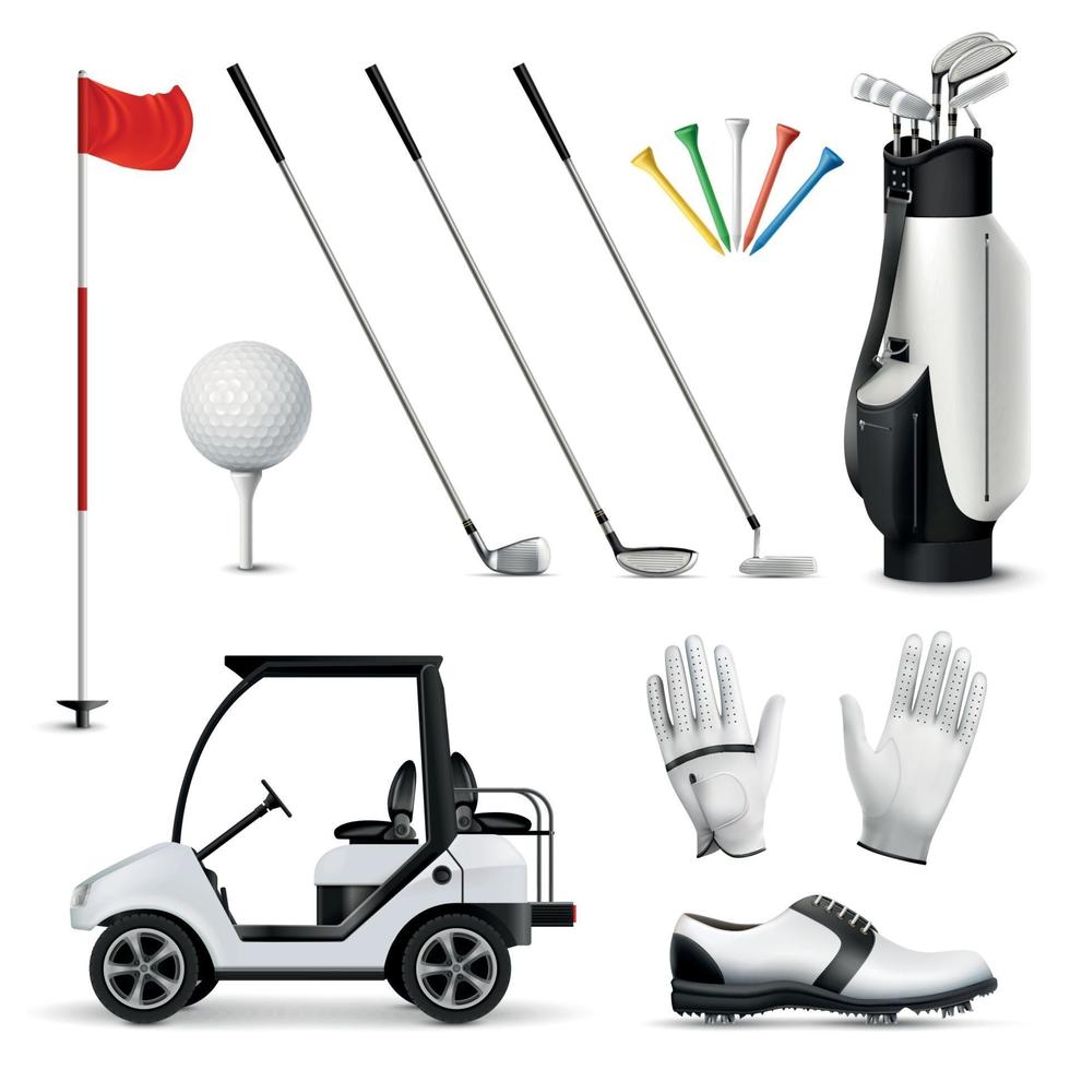 Golf Realistic Set Vector Illustration