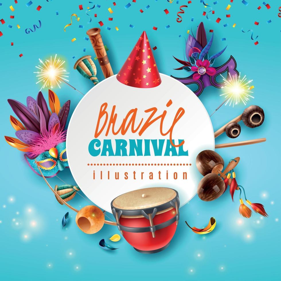 Ilustración de vector de marco de carnaval de Brasil