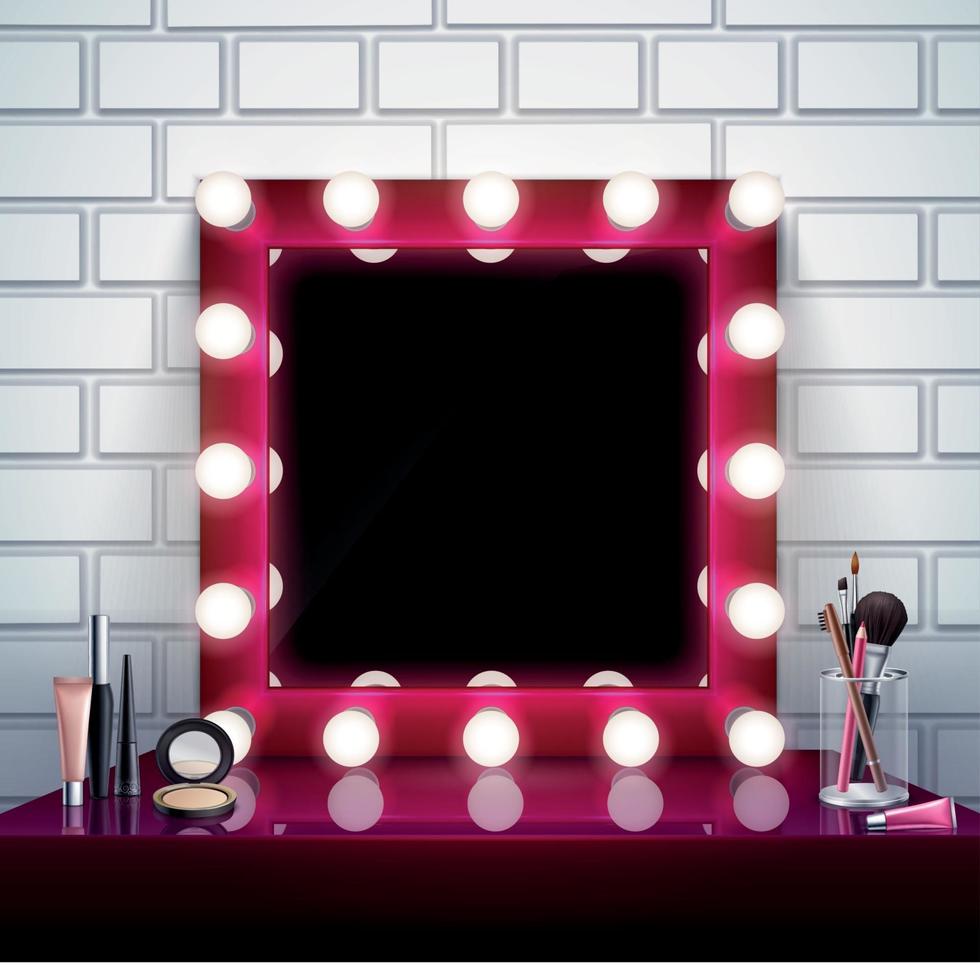 Makeup Mirror Composition Vector Illustration