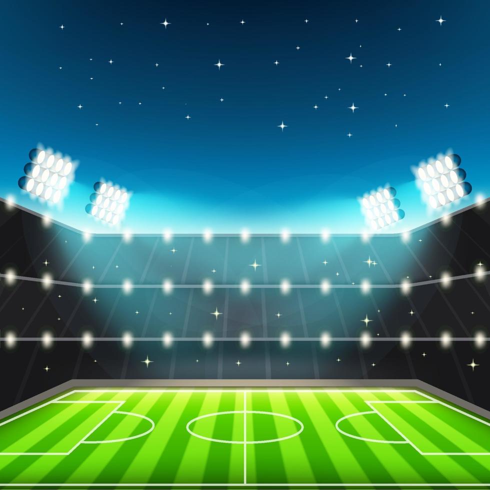 Football Stadium With Big Spotlight vector