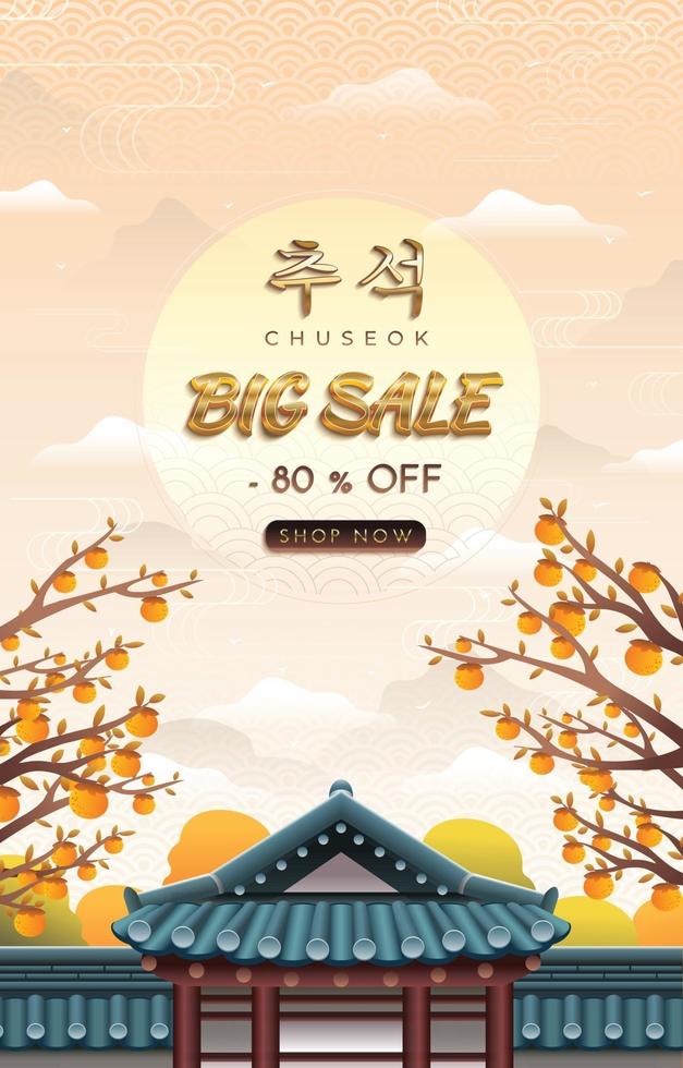 concepto de cartel de gran venta de chuseok vector