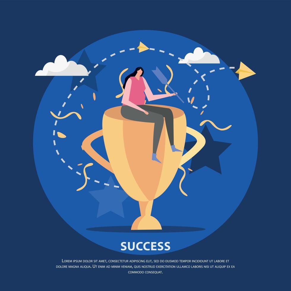 Golden Cup Success Background Vector Illustration