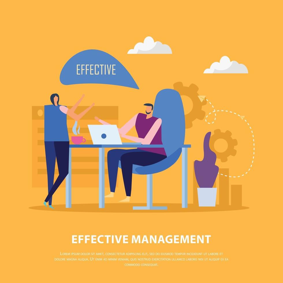 Management Collaborations Flat Background Vector Illustration