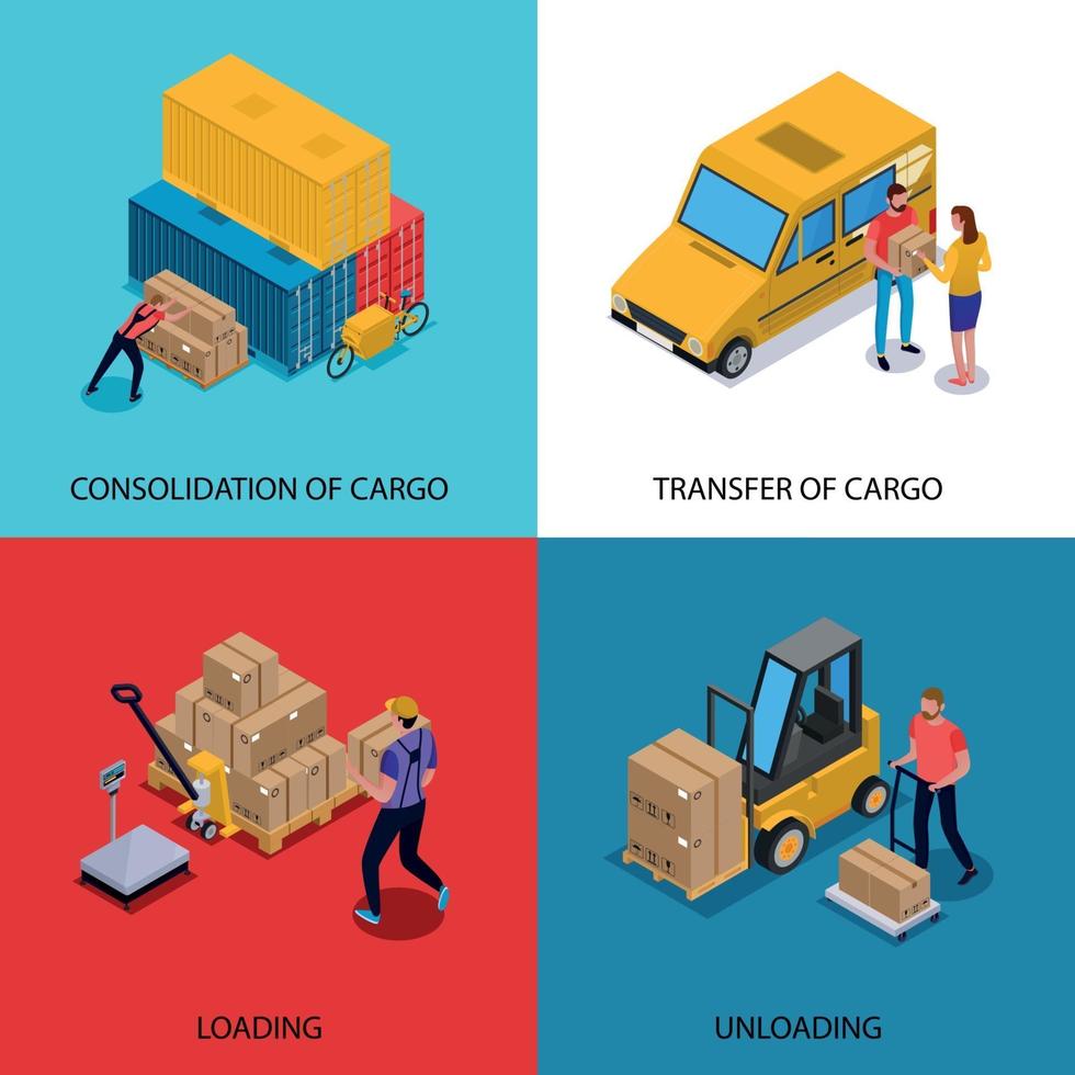 Delivery Isometric 2x2 Design Concept Vector Illustration