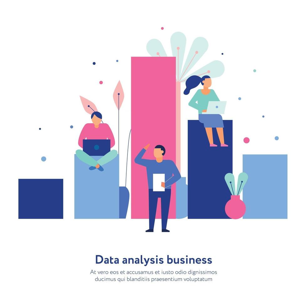 Data Analytics Flat Composition Vector Illustration