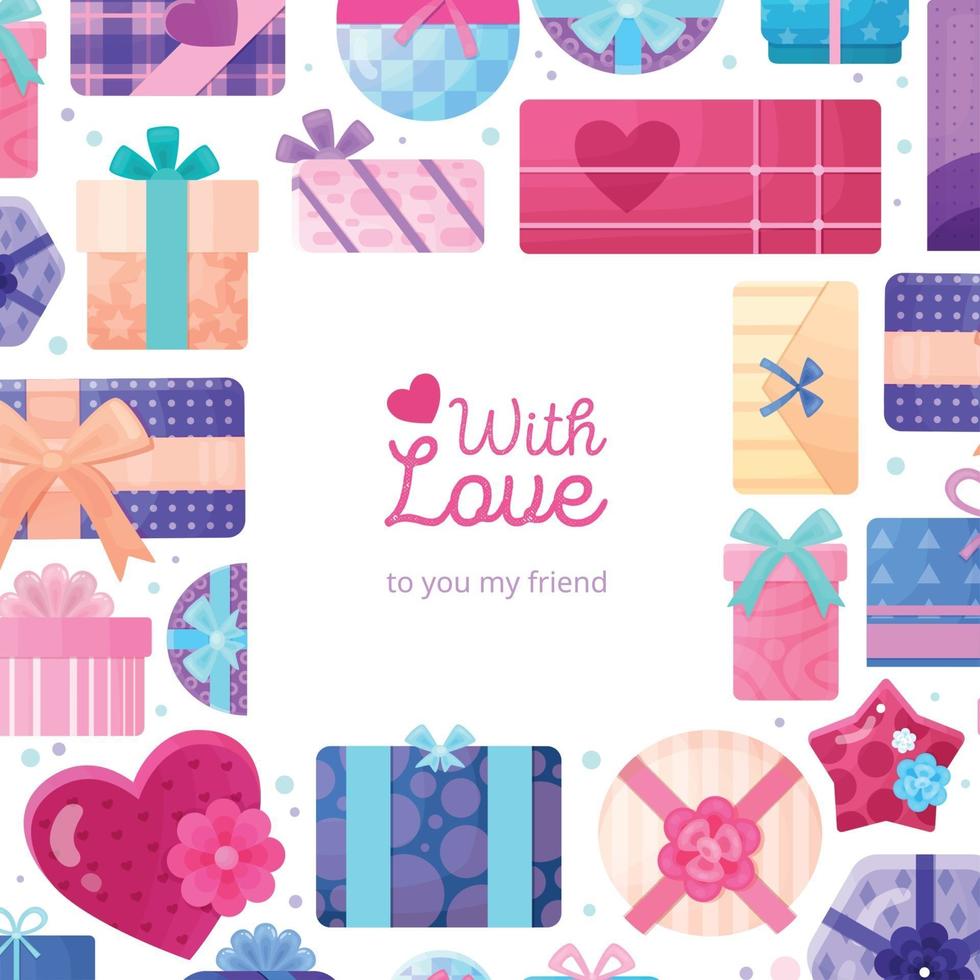 Gifts Boxes Packaging Frame Vector Illustration