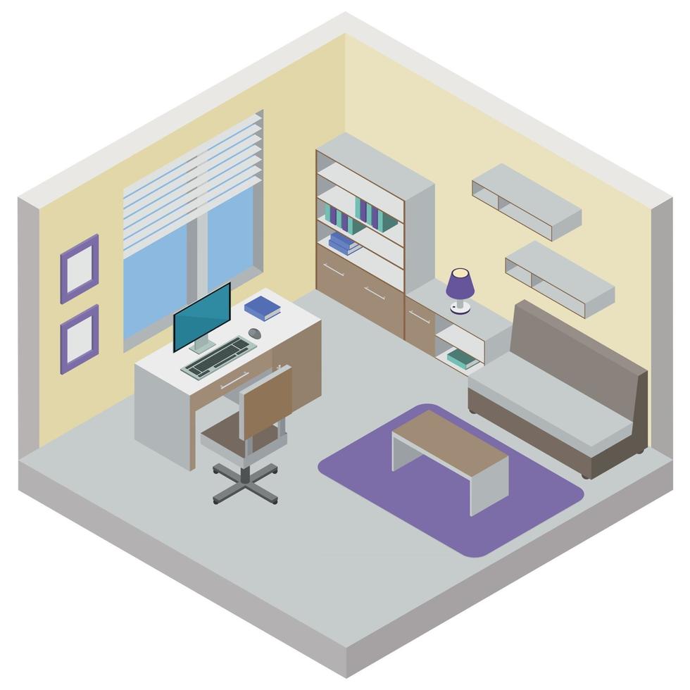 Work Room Isometric Design Concept Vector Illustration