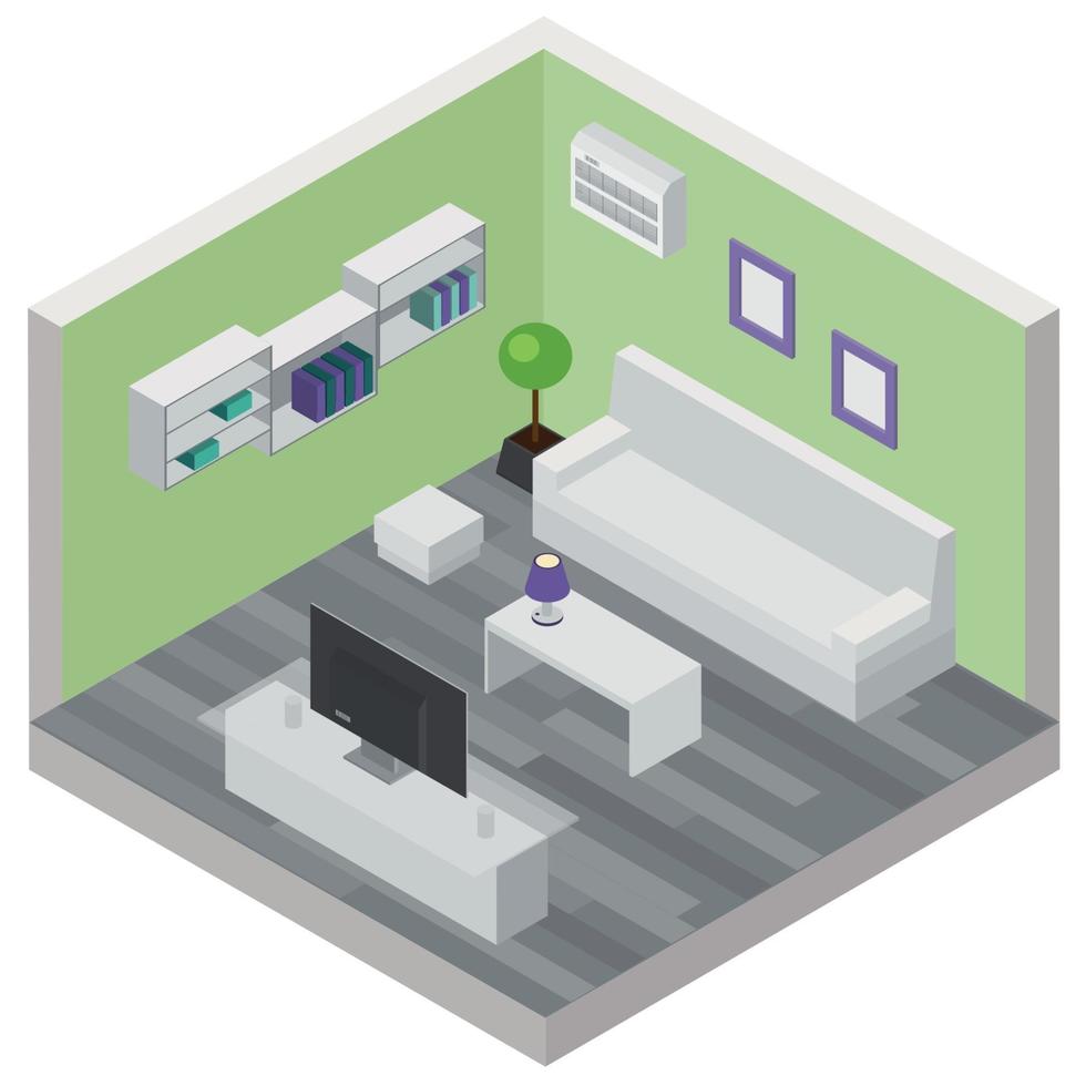 Living Room Isometric Composition Vector Illustration