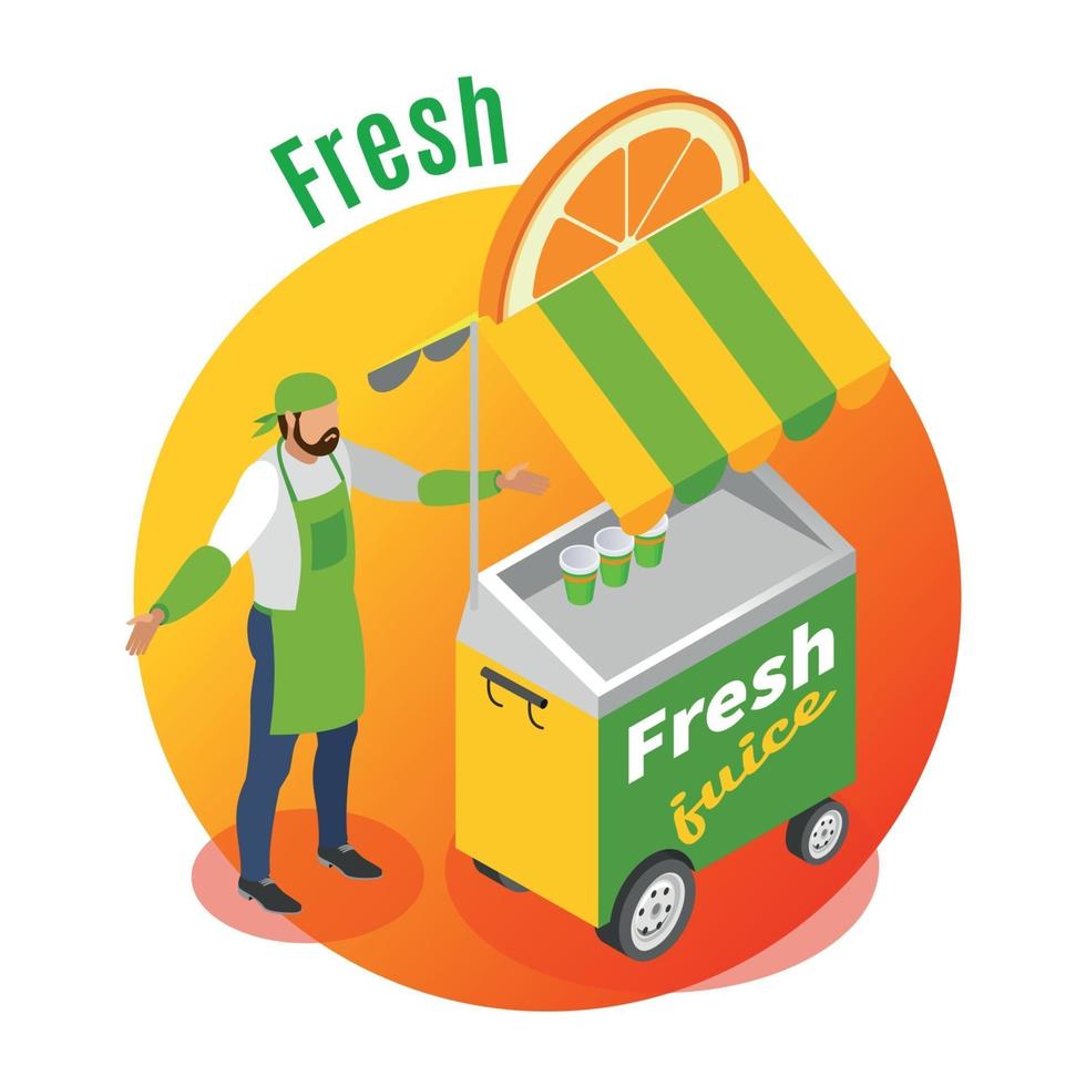 Street Food Fresh Juice Background Vector Illustration