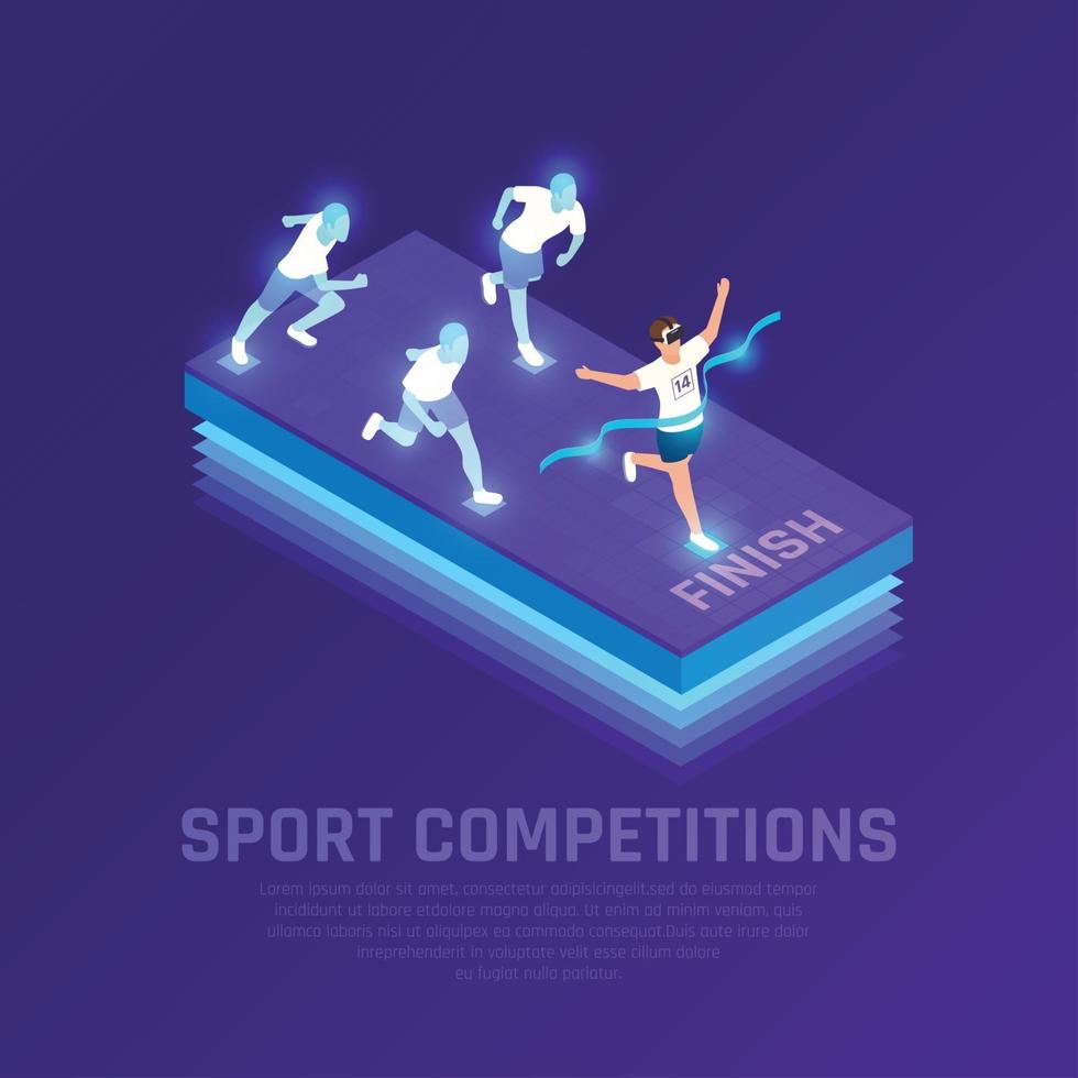 VR Sport Competition Isometric Composition Vector Illustration