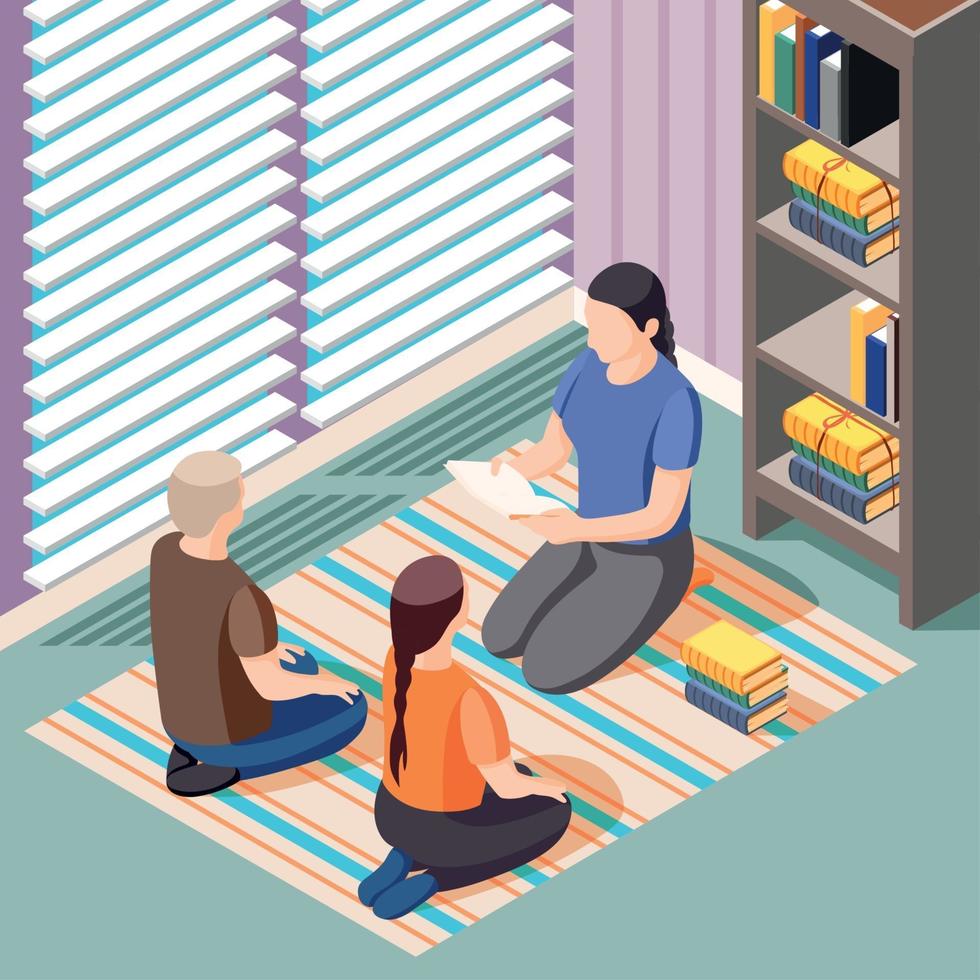 Alternative Learning Literature Isometric Background Vector Illustration