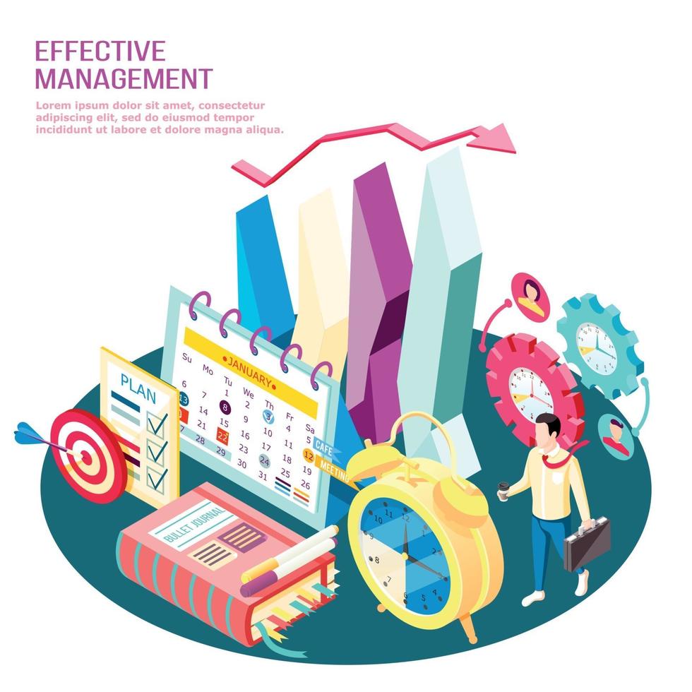 Effective Management Concept Isometric Composition Vector Illustration