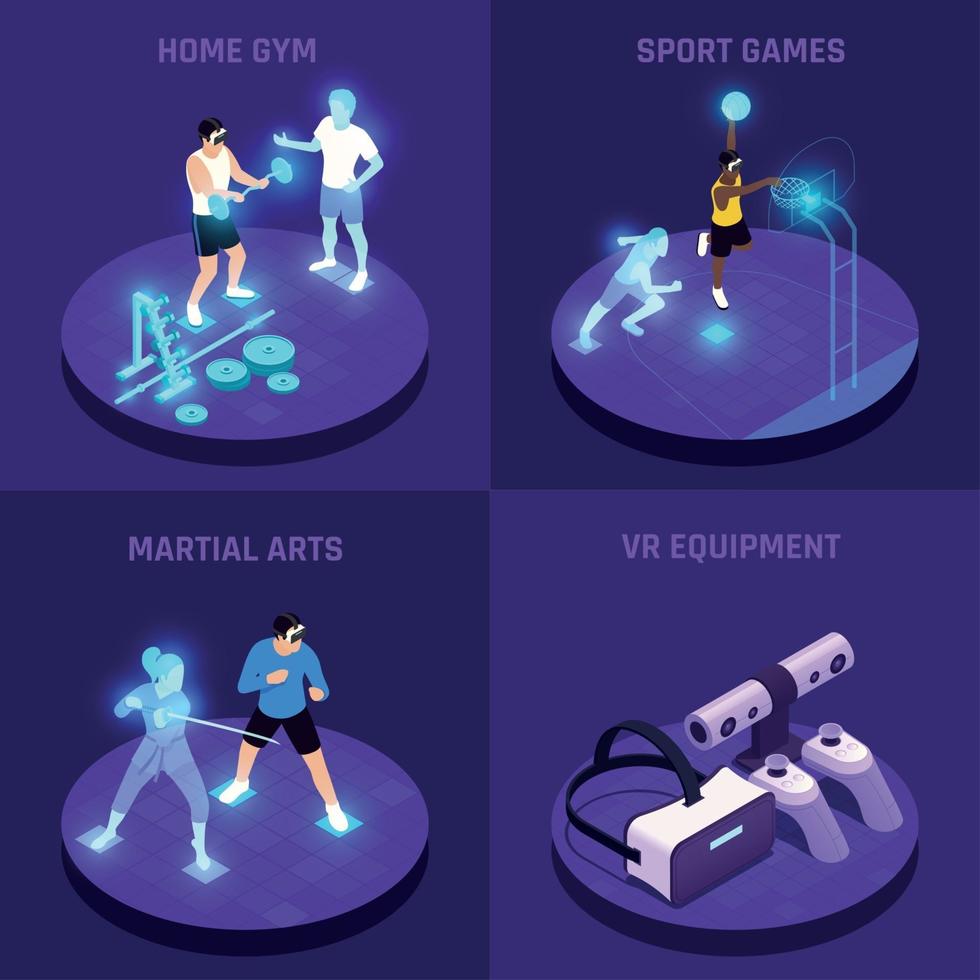 VR Sports Isometric Design Concept Vector Illustration