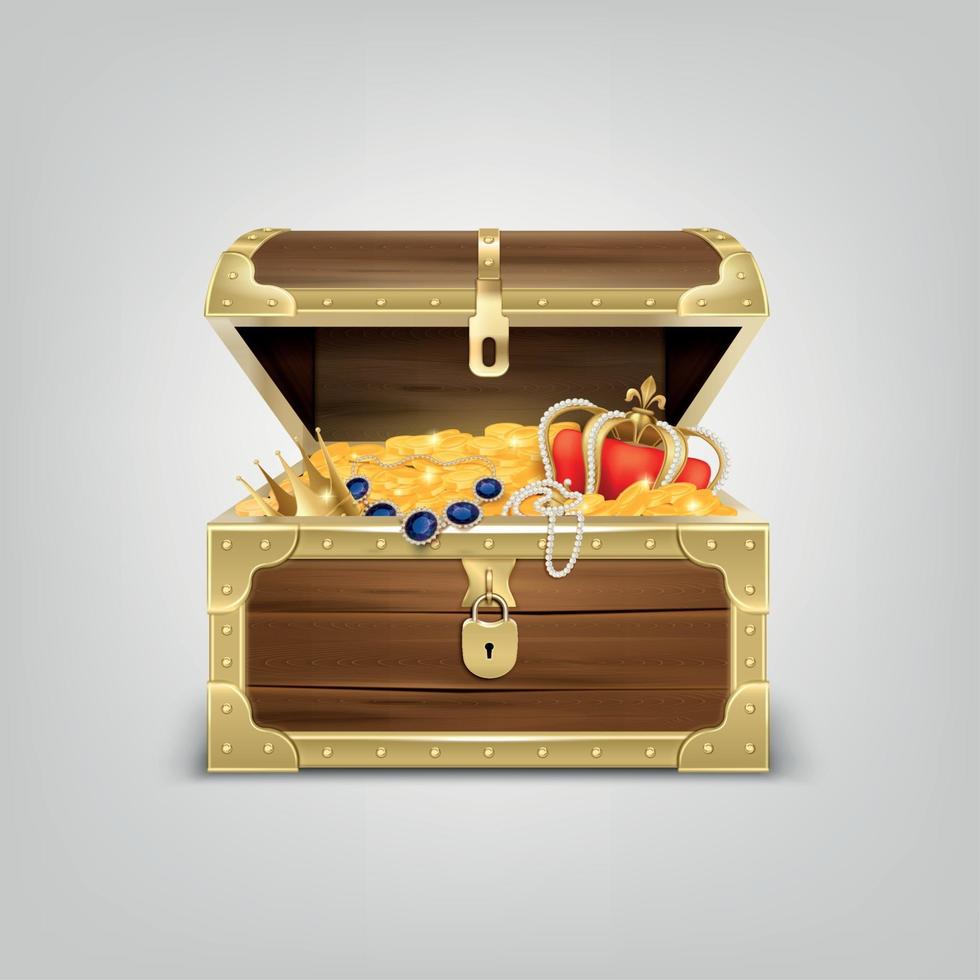 Realistic Treasure Chest Composition Vector Illustration