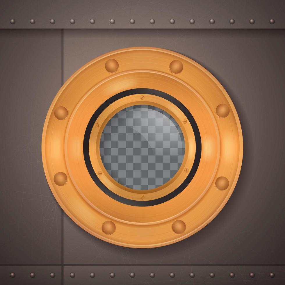 Gold Porthole Realistic Composition Vector Illustration