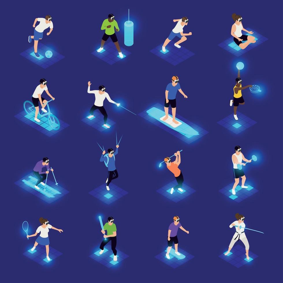 VR Sports Isometric Icons Vector Illustration
