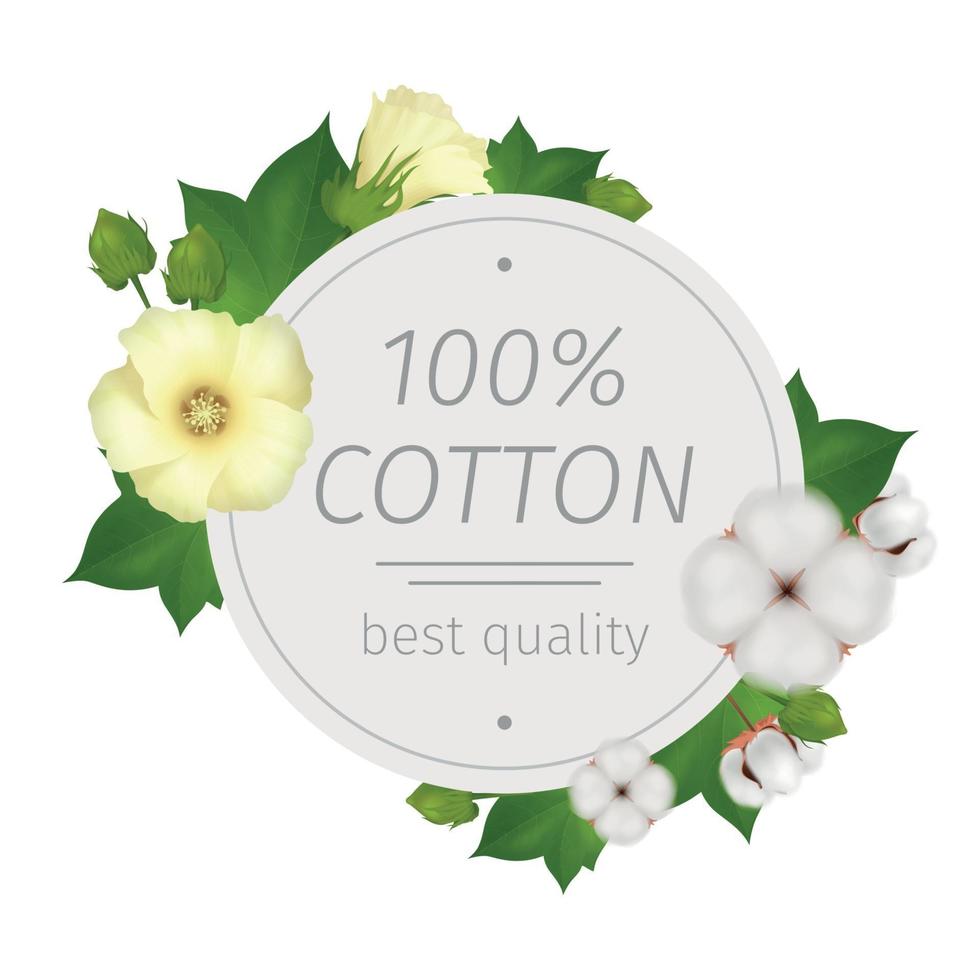 Cotton Flower Round Composition Vector Illustration