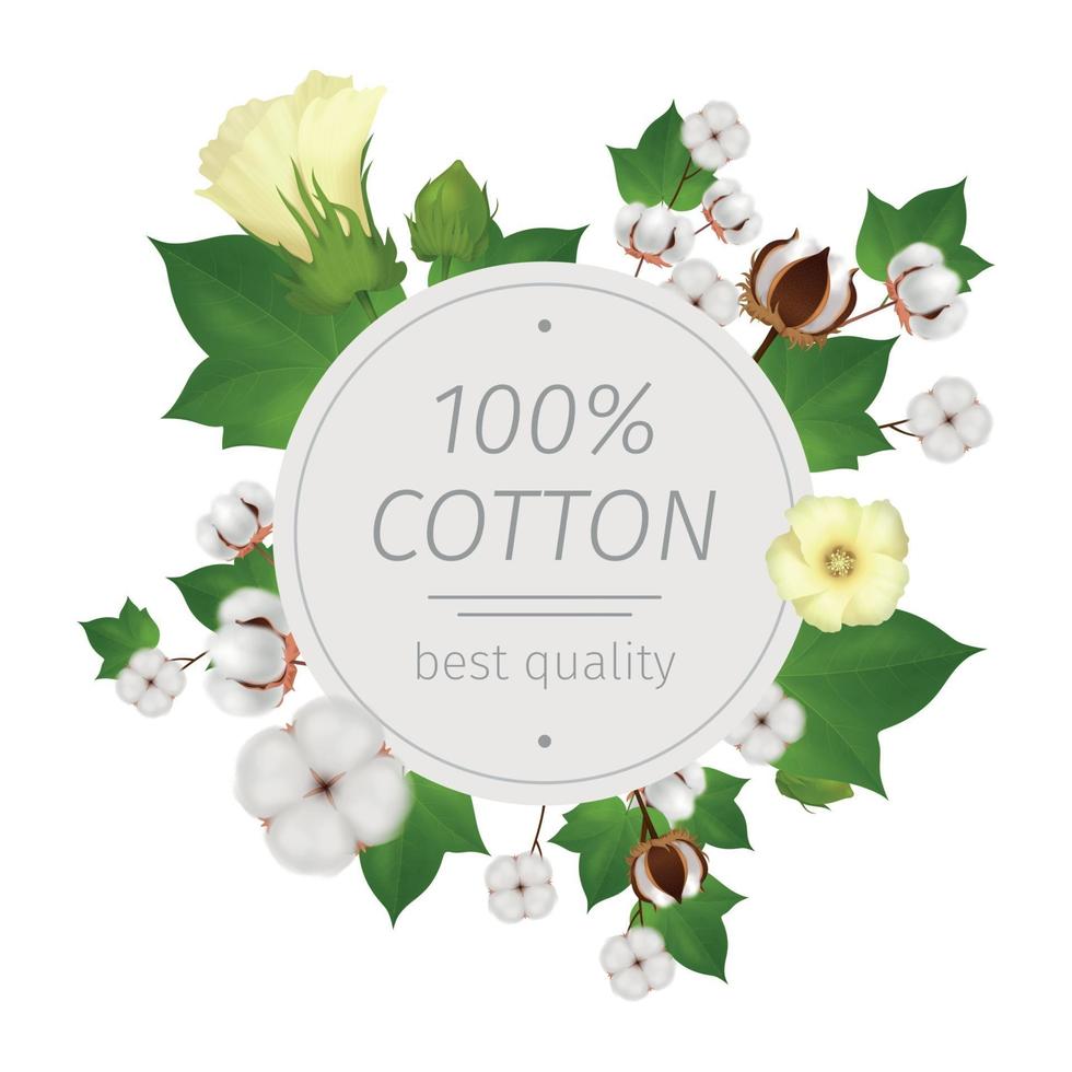 Cotton Realistic Composition Vector Illustration