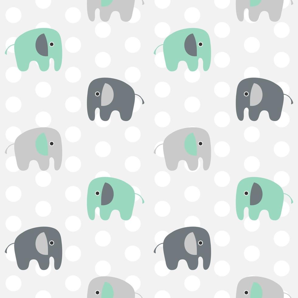 Seamless Pattern Elephants and Dots vector
