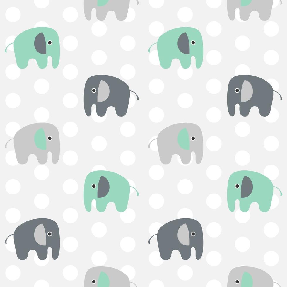 Seamless Pattern Elephants and Dots vector