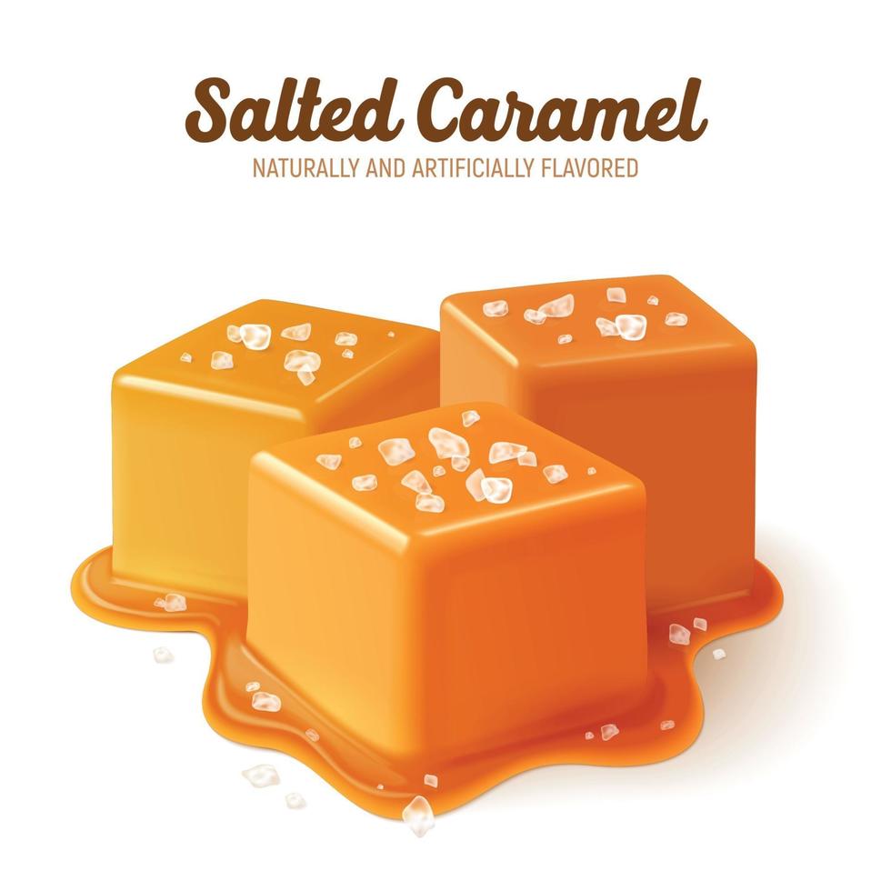 Realistic Salted Caramel Composition Vector Illustration