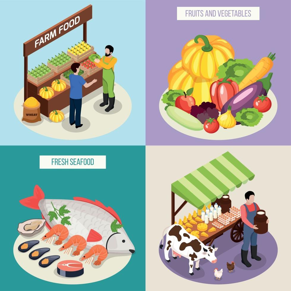 Farmer Market 2x2 Design Concept Vector Illustration