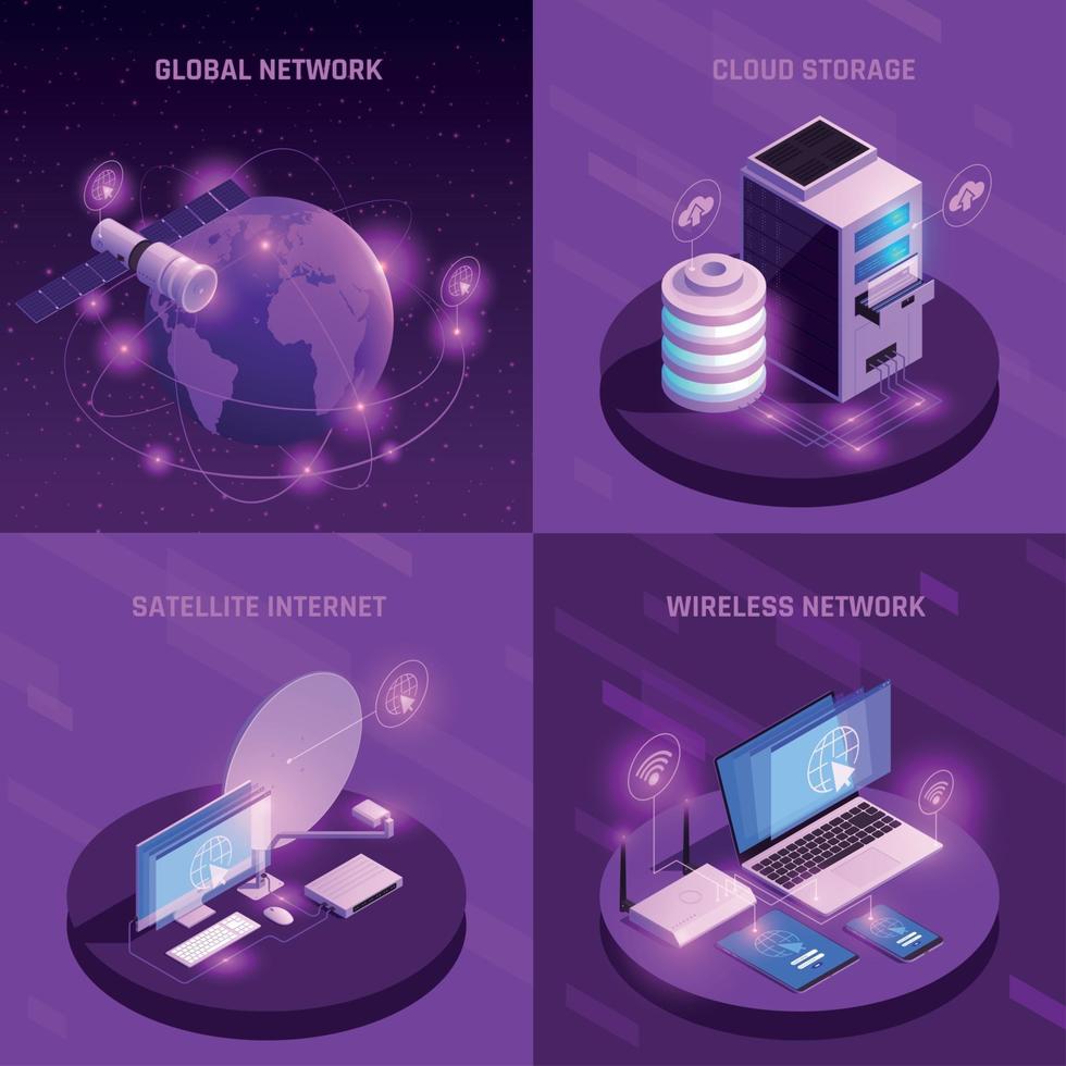 Global Network Isometric Design Concept Vector Illustration